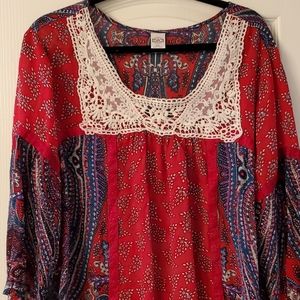 Paisley, peasant style blouse.